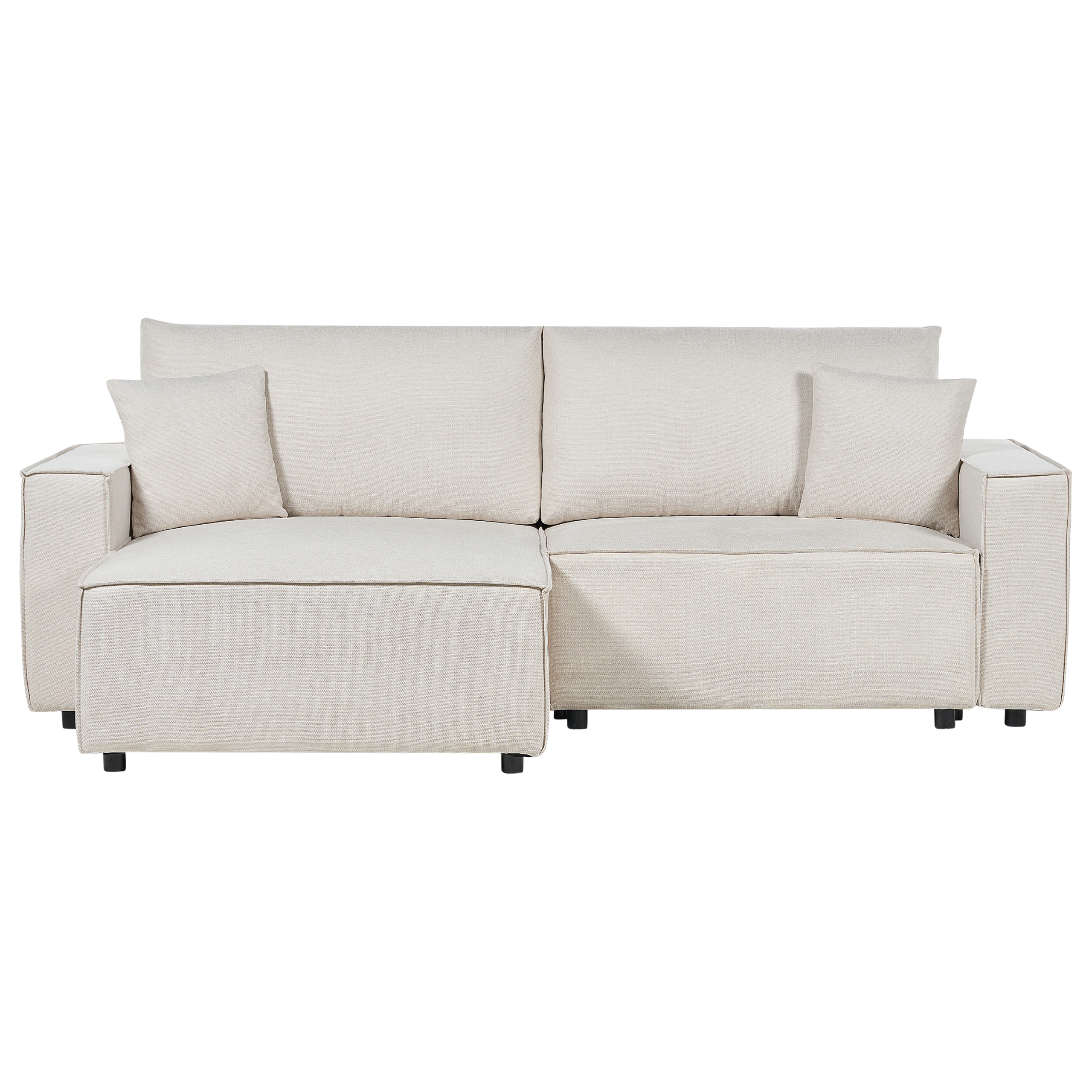 Bäddsoffa 3-sits KARILA med förvaring Ljusbeige Högervänd