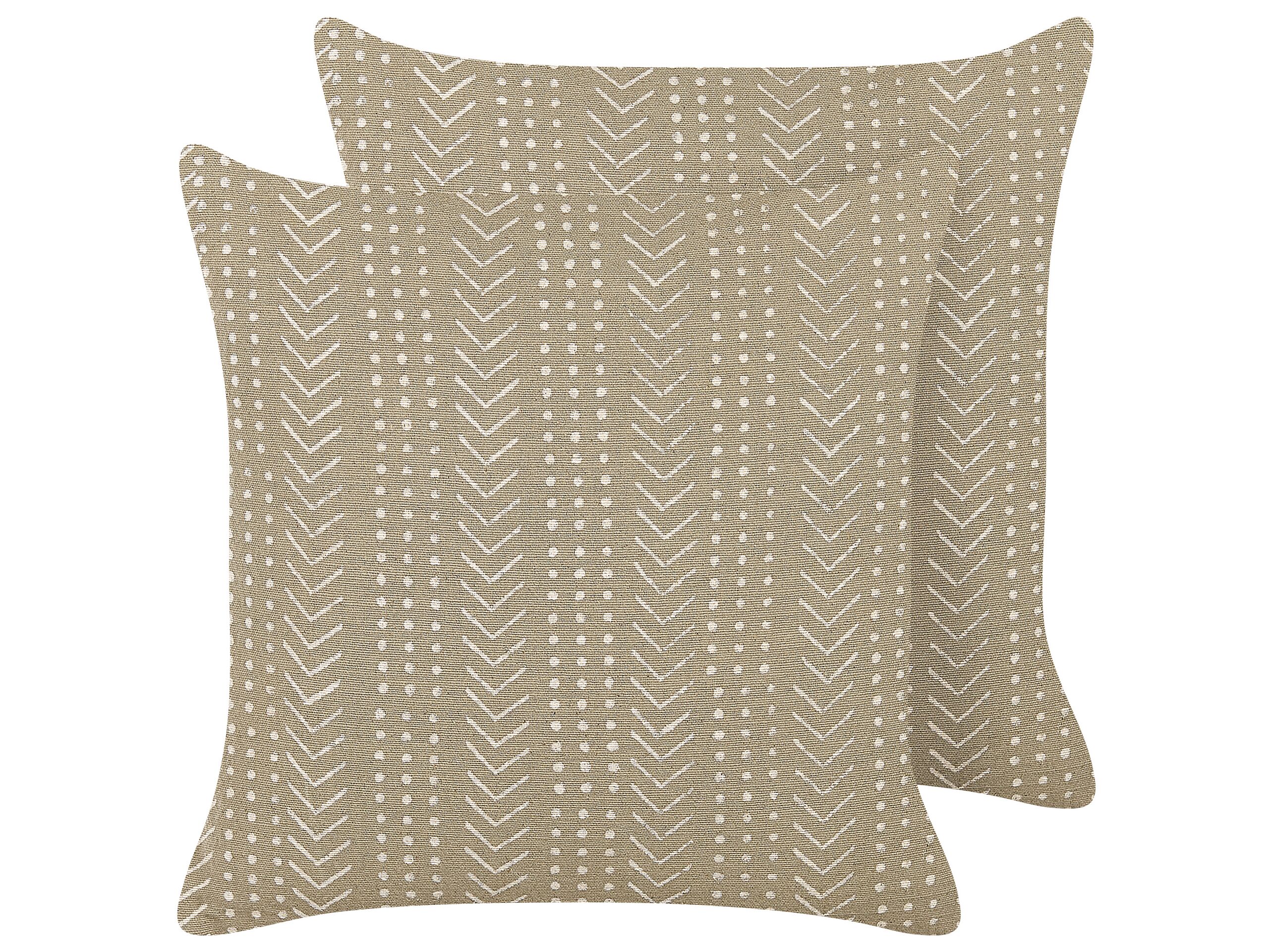 Set med 2 prydnadskuddar SENECIO 45 x 45 cm Bomull Beige Geometriskt tryck