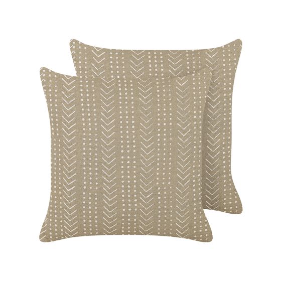Set med 2 prydnadskuddar SENECIO 45 x 45 cm Bomull Beige Geometriskt tryck