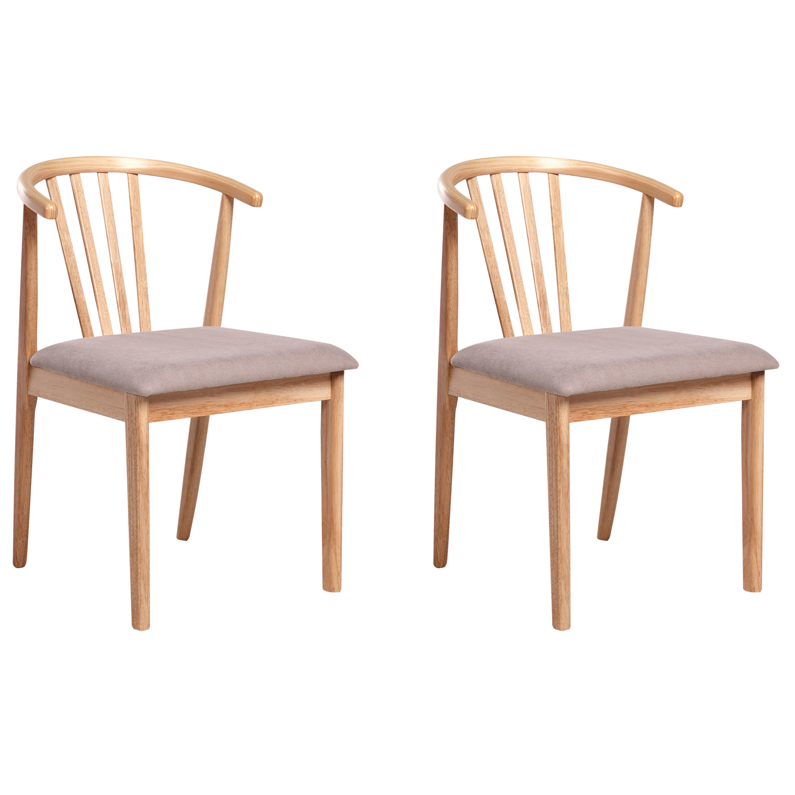 Set med 2 matstolar CRAIG Trä Ljusbrun/ Taupe