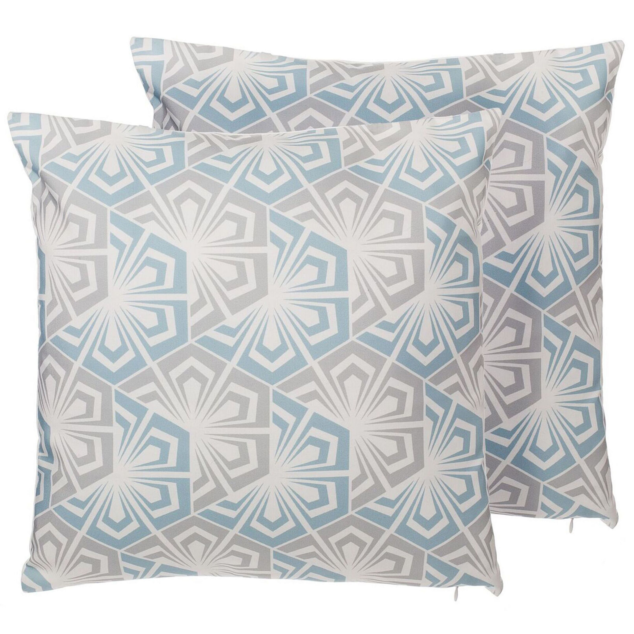 Set med 2 prydnadskuddar PRIMROSE 45 x 45 cm Ljusblå Ikat