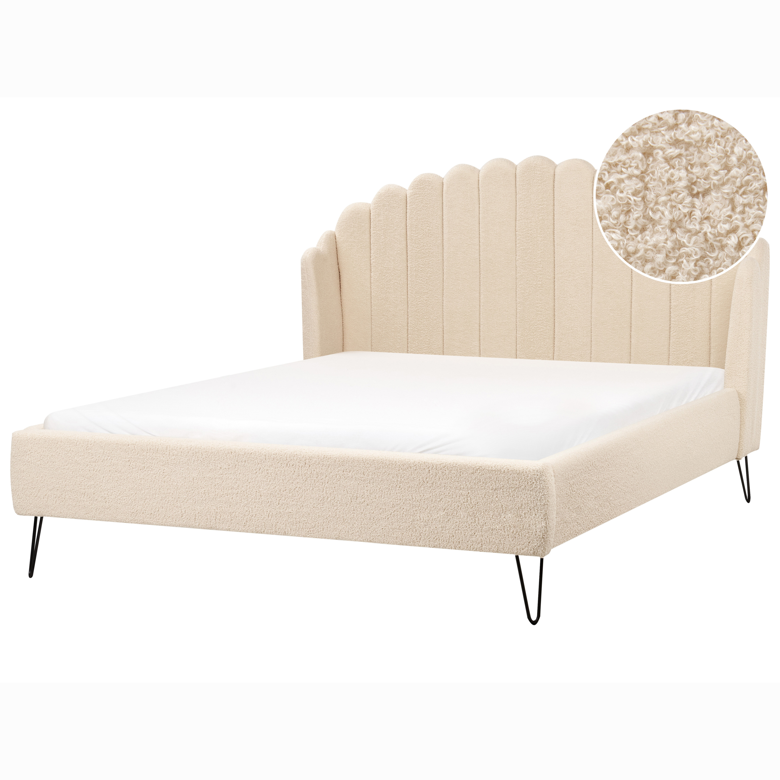 Säng med lamellram Bouclé AMBILLOU 160 x 200 cm Beige