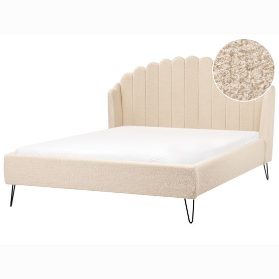 Säng med lamellram Bouclé AMBILLOU 160 x 200 cm Beige