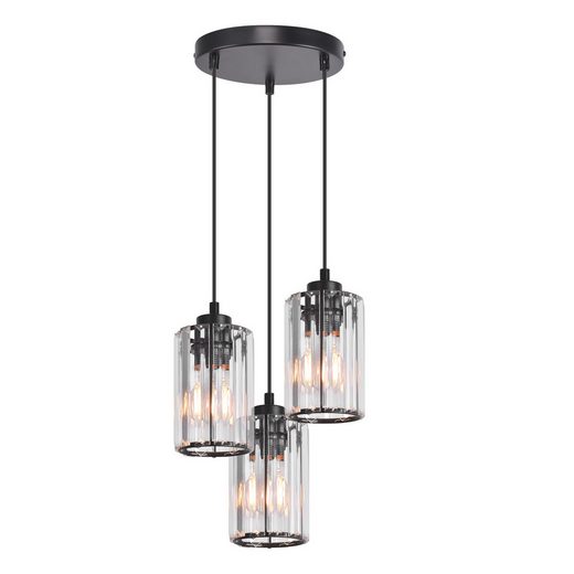 NETTLIFE Kristallbordslampa med tre huvuden Modern Olohuessa Svart E27 Pendellampa