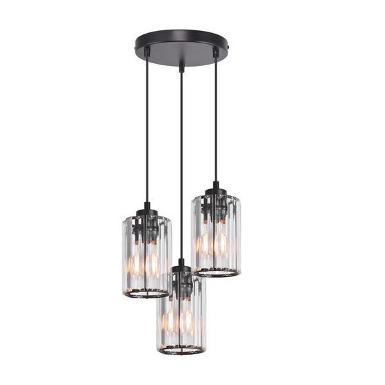 NETTLIFE Kristallbordslampa med tre huvuden Modern Olohuessa Svart E27 Pendellampa