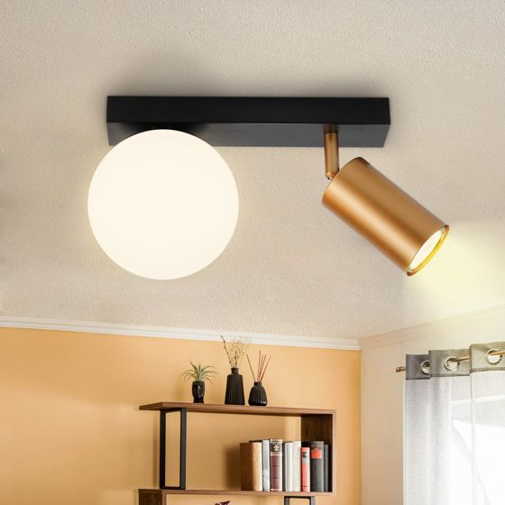 NETTLIFE Vintage taklampa med 2 ljuskällor, taklampa i metall, guld GU10, E14