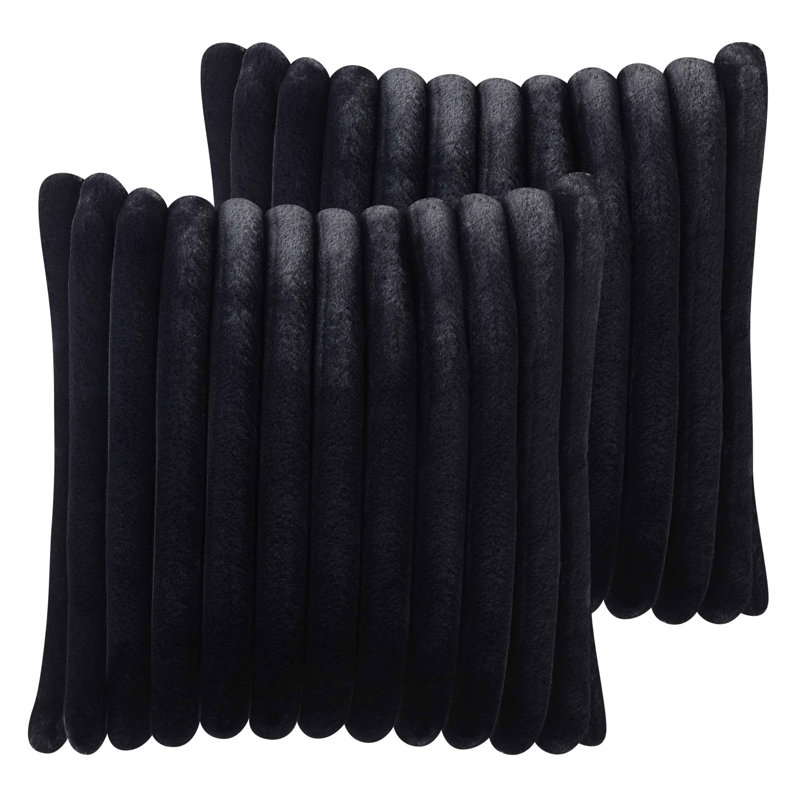 Set med 2 prydnadskuddar RAKYA 45 x 45 cm Fuskpäls Svart Randigt