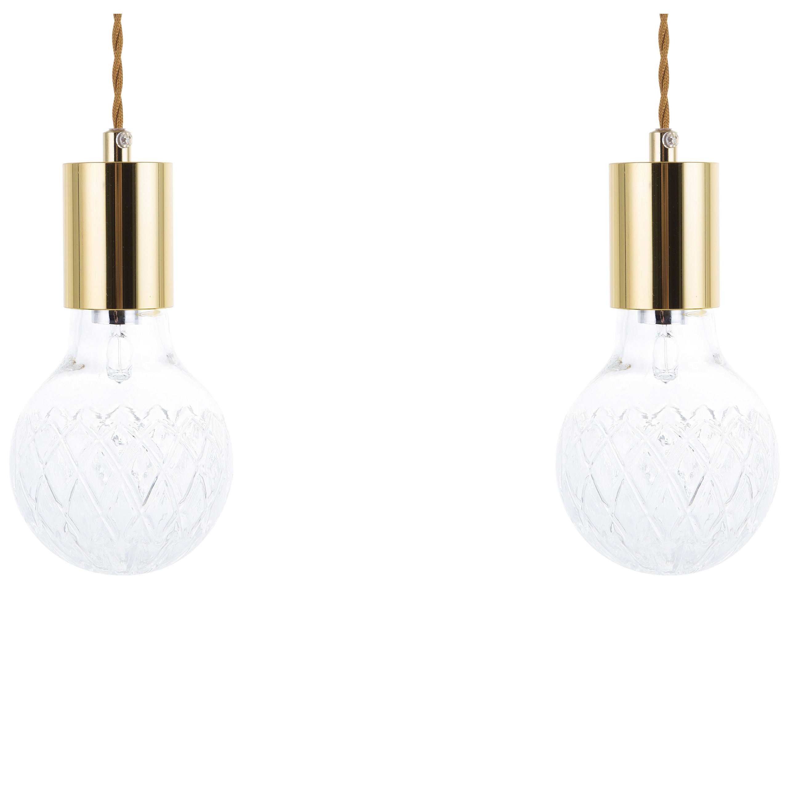 Set med 2 pendellampor ANZA Glas Guld