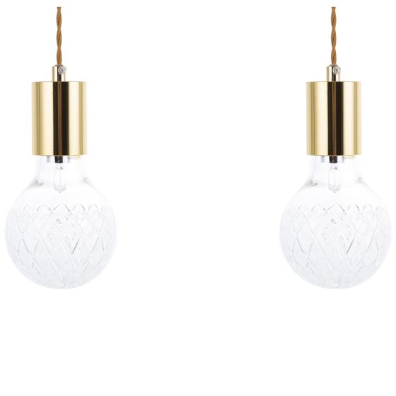 Set med 2 pendellampor ANZA Glas Guld