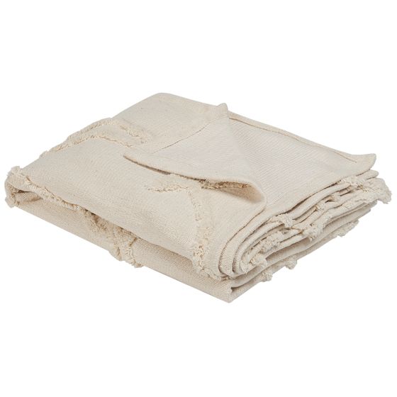Pläd ACACIA Bomull 130 x 160 cm Beige