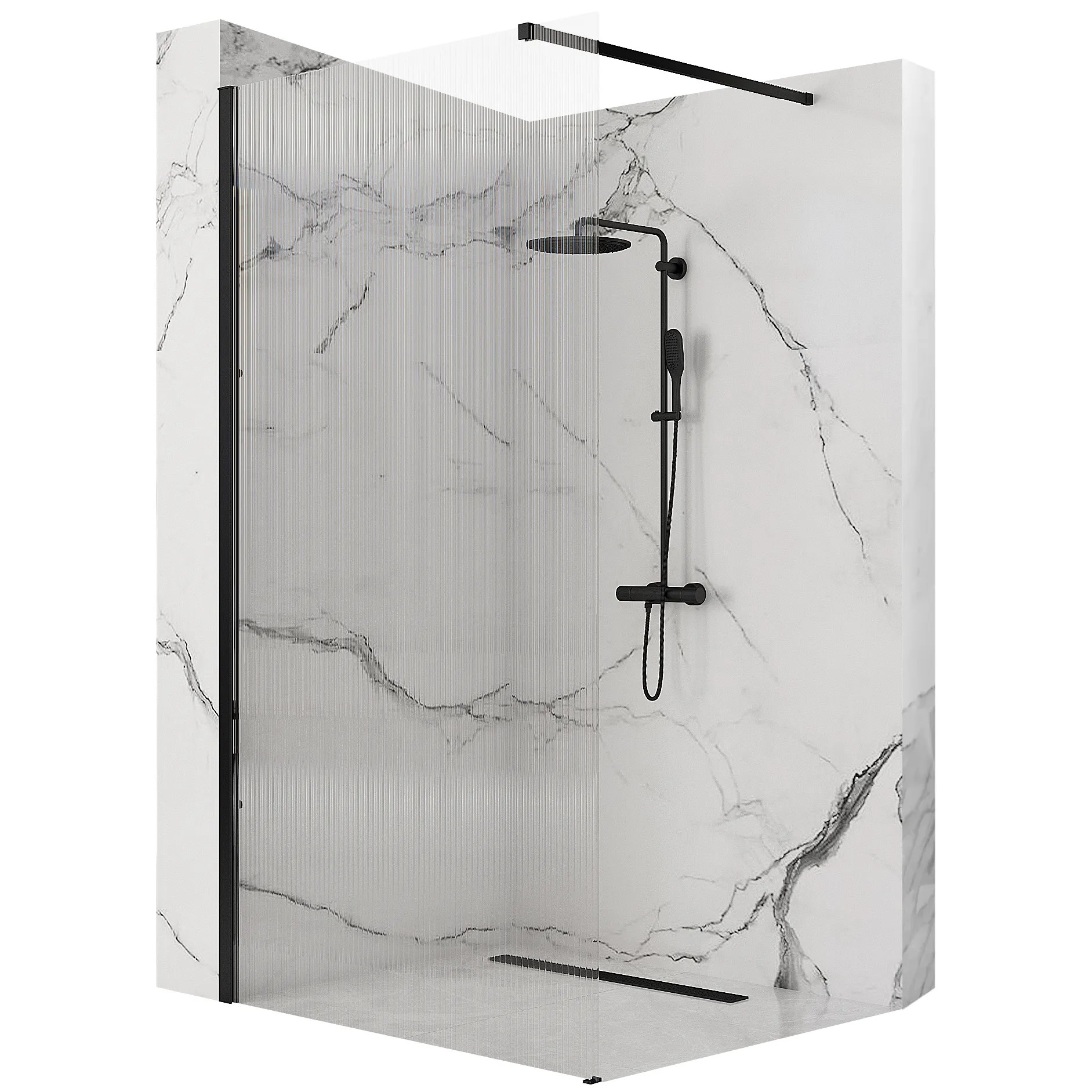 REA Duschvägg AERO INTIMO 90 Svart, 1,8x90x200cm