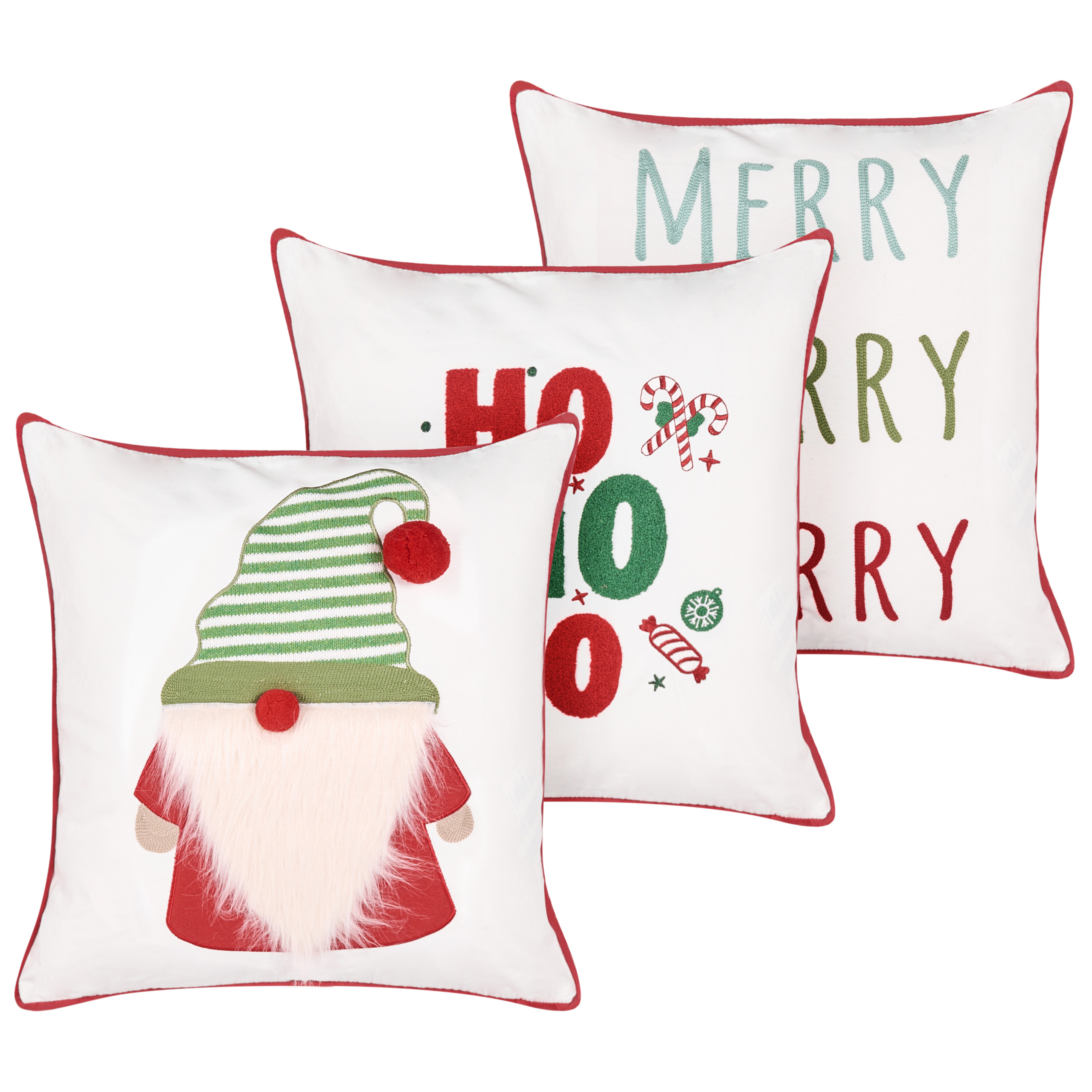 Set med 3 dekorativa kuddar EMBERA 45 x 45 cm Flerfärgad Julmotiv