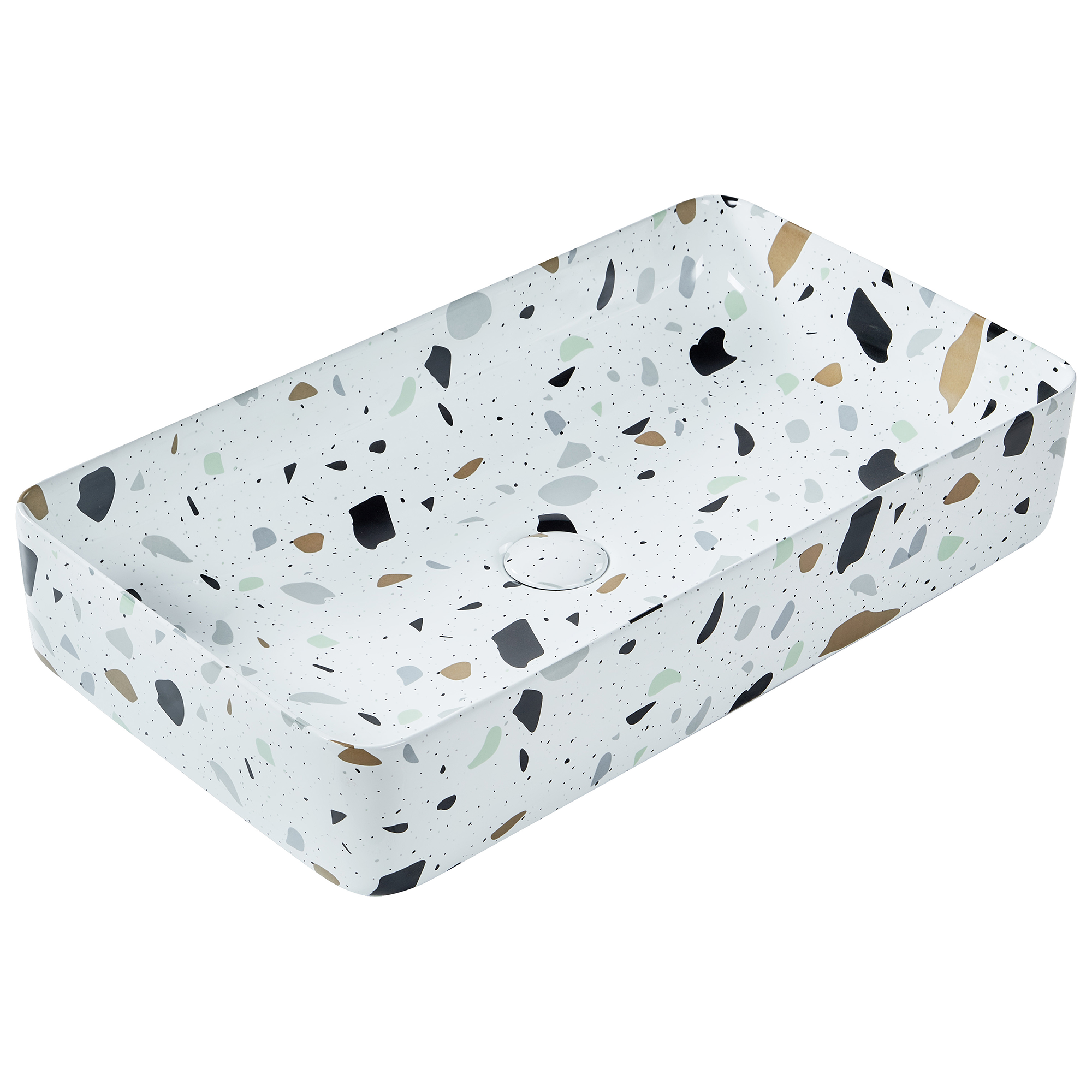 Tvättställ för bänkskiva NULES 51 x 34 cm Keramik Terrazzoeffekt Vit