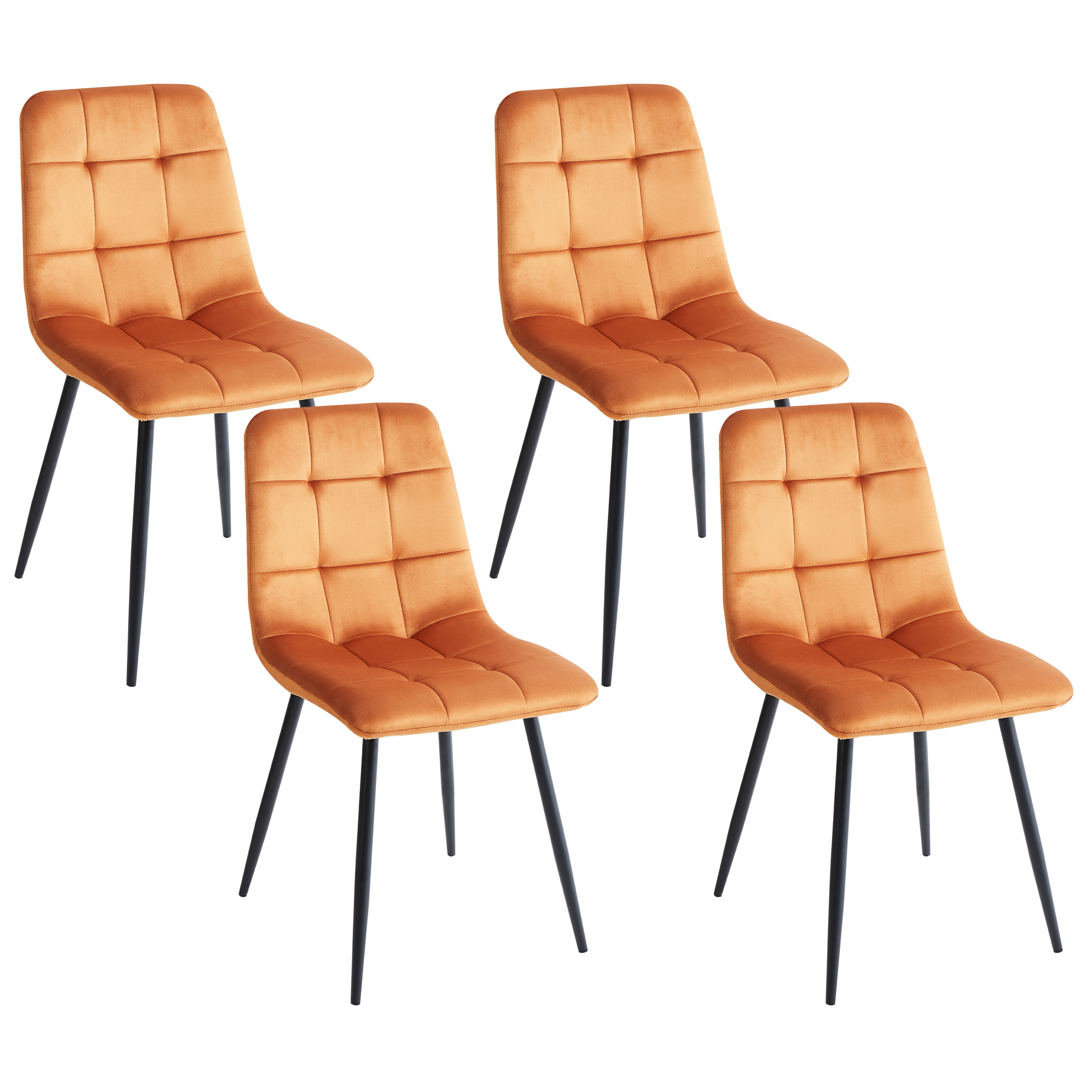 Set med 4 matstolar POWELL Sammet Orange