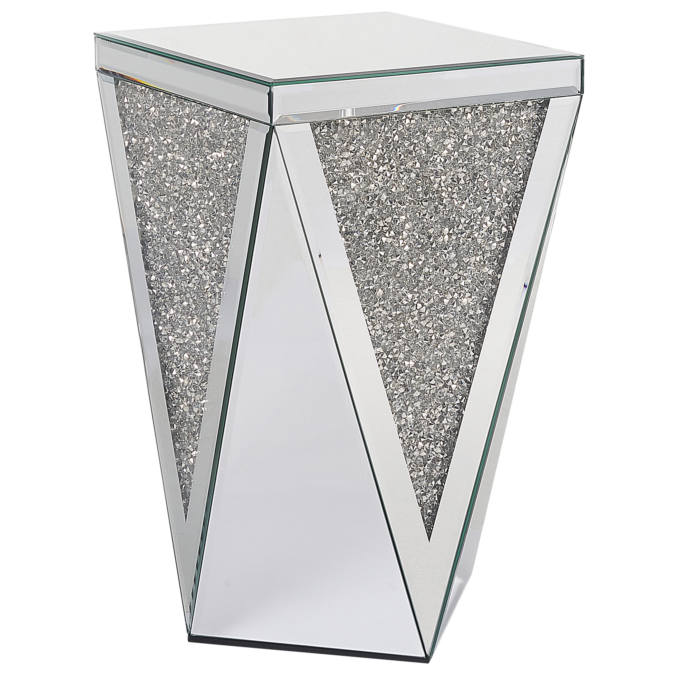 Sidobord LUXEY Glas Spegelblank silver