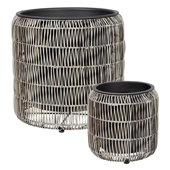 Set med 2 växtkrukor BRODIEA 26/45 cm Konstrotting Ljusbrun