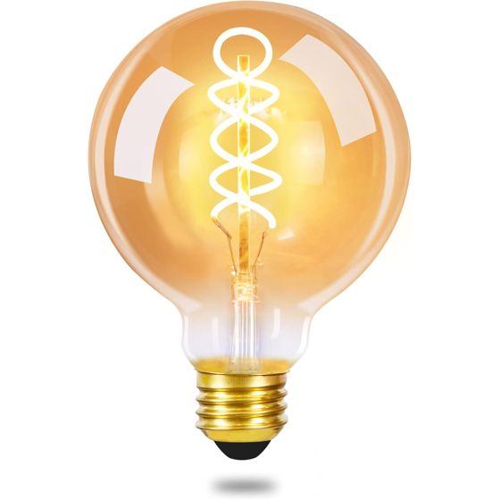 NETTLIFE LED Edison - glödlampa, retrostil, klotformad glödlampa, 4 W, G80, dekorativa klotformade glödlampor, varmvit, 2200 K, LED