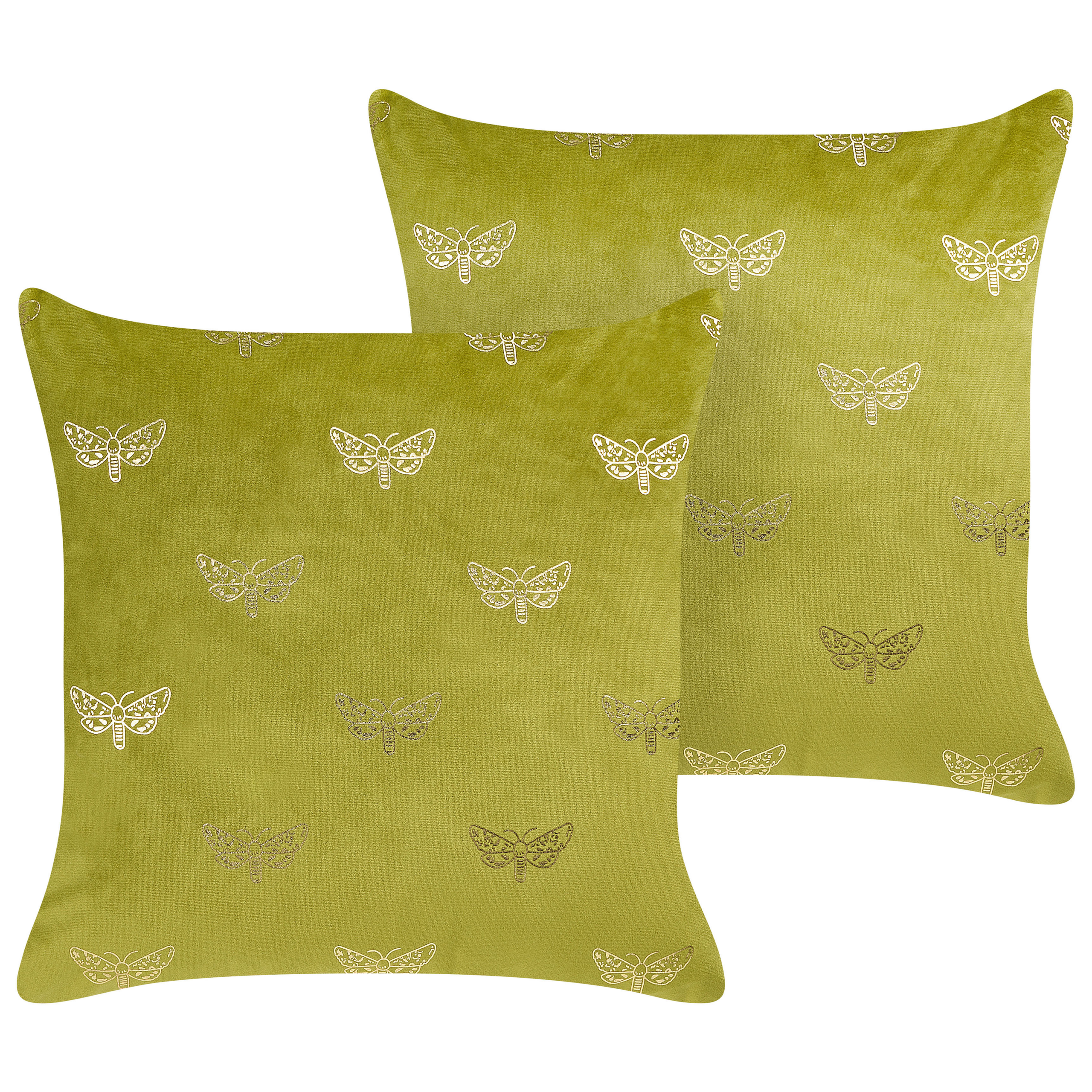 Set med 2 prydnadskuddar YUZURI 45 x 45 cm Sammet Ljusgrön Djurtryck