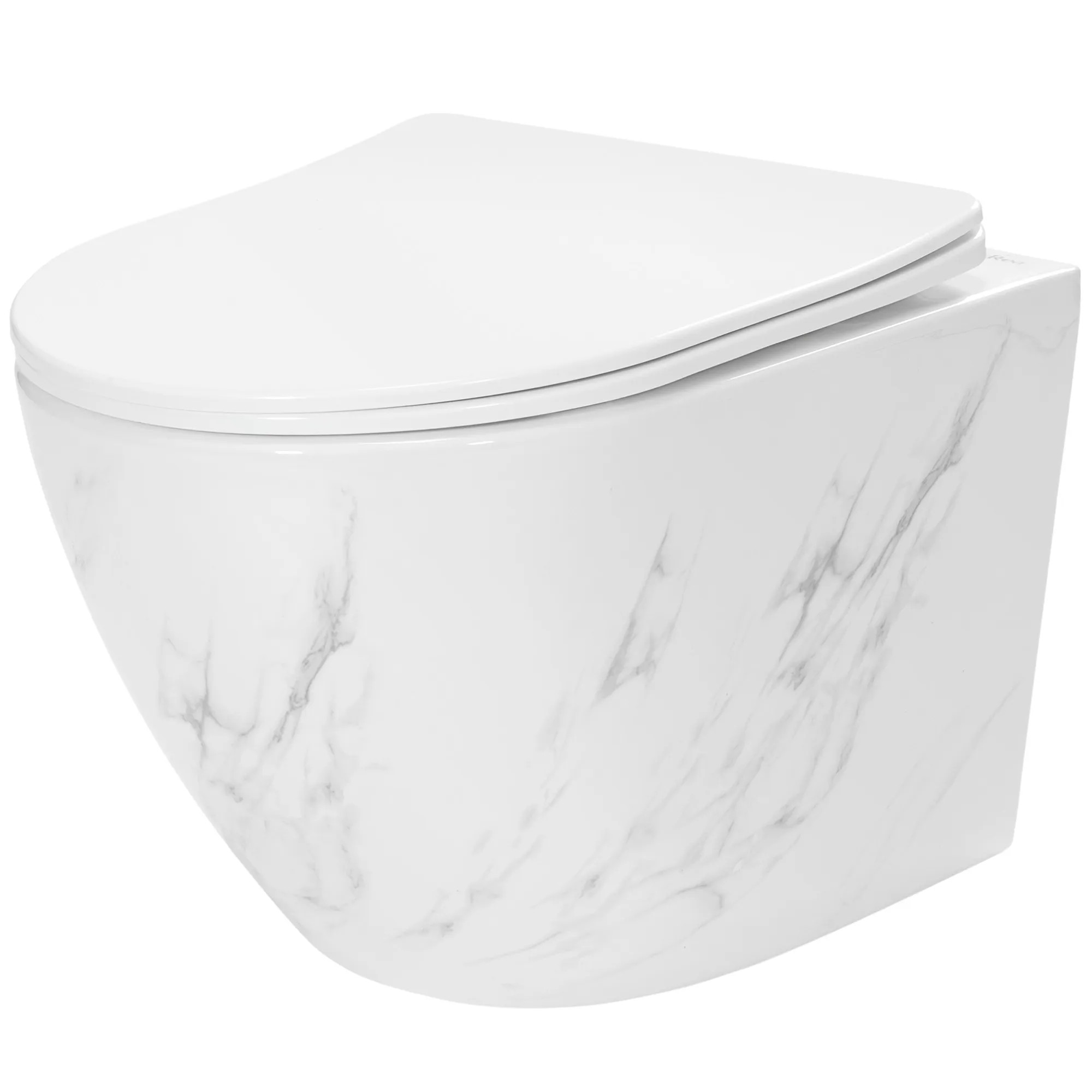REA Vägghängd Toalettstol CARLOS DUROPLAST/FLAT/ZM NATURE MARBLE Grå, 49,5x37x32cm
