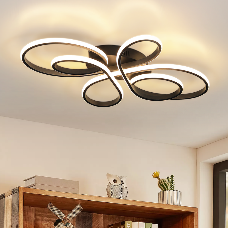 NETTLIFE LED-taklampa för sovrum, taklampa för vardagsrum: 30 W svart vardagsrumslampa 40 cm 3000 K