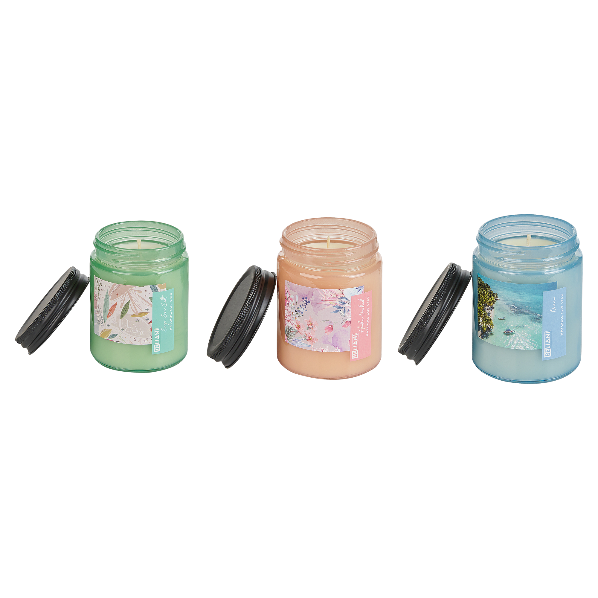 Doftljus 3-pack FRUITY BLOOM Sojavax Friska doftnoter Blommiga doftnoter