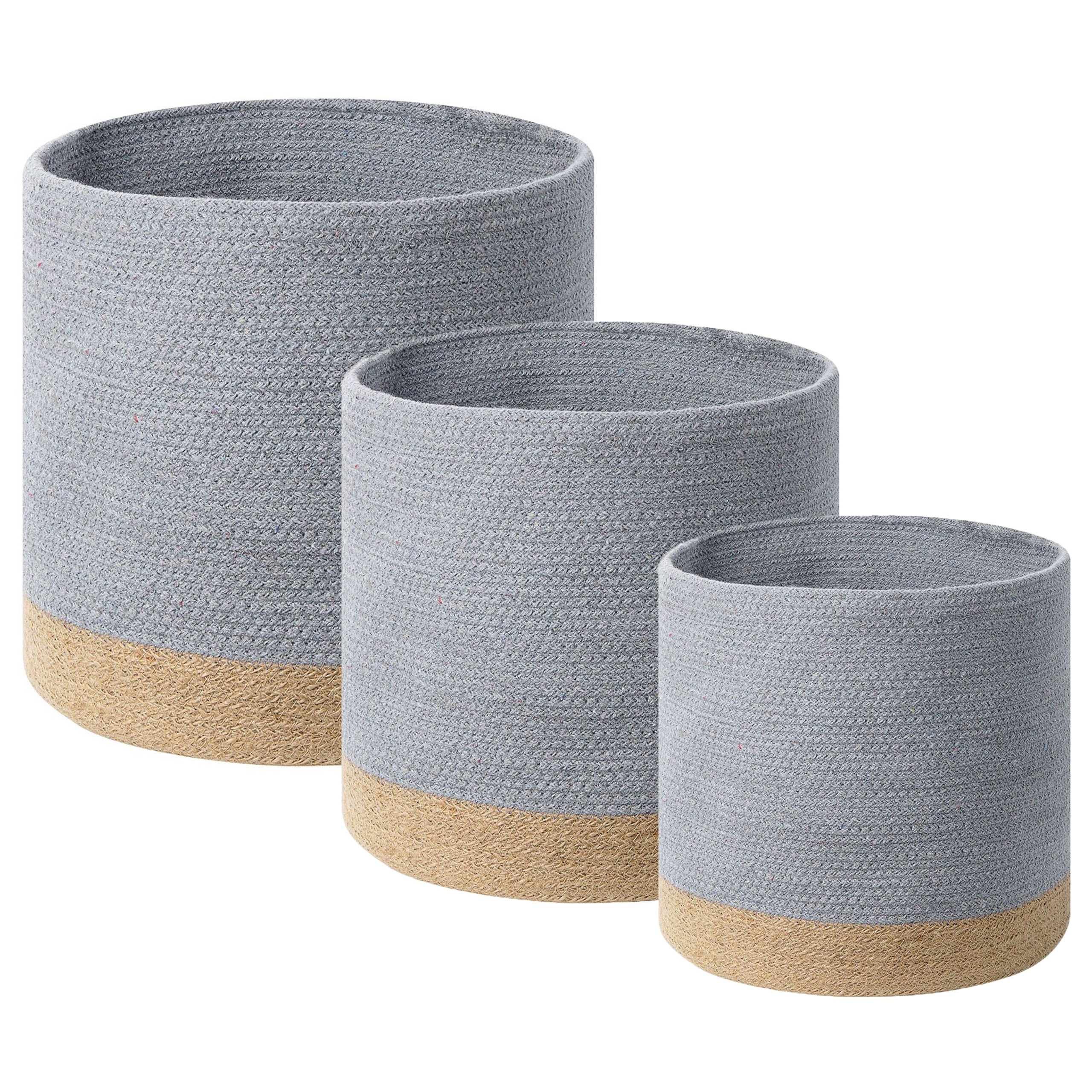 Set med 3 korgar BASIMA Bomull Grå