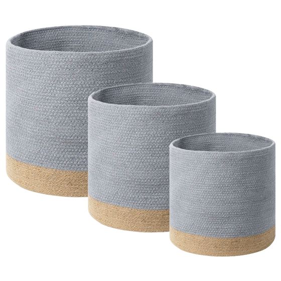 Set med 3 korgar BASIMA Bomull Grå