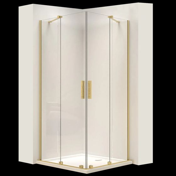 REA Duschkabin MONTANA 90x90 Borstat Guld, 90x90x200cm