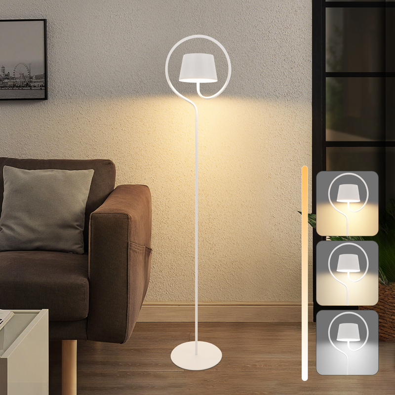 NETTLIFE 120 cm trådlös golvlampa för utomhusbruk och vardagsrum. Dimbar LED-belysning, solcell och USB-C-laddning. Vit