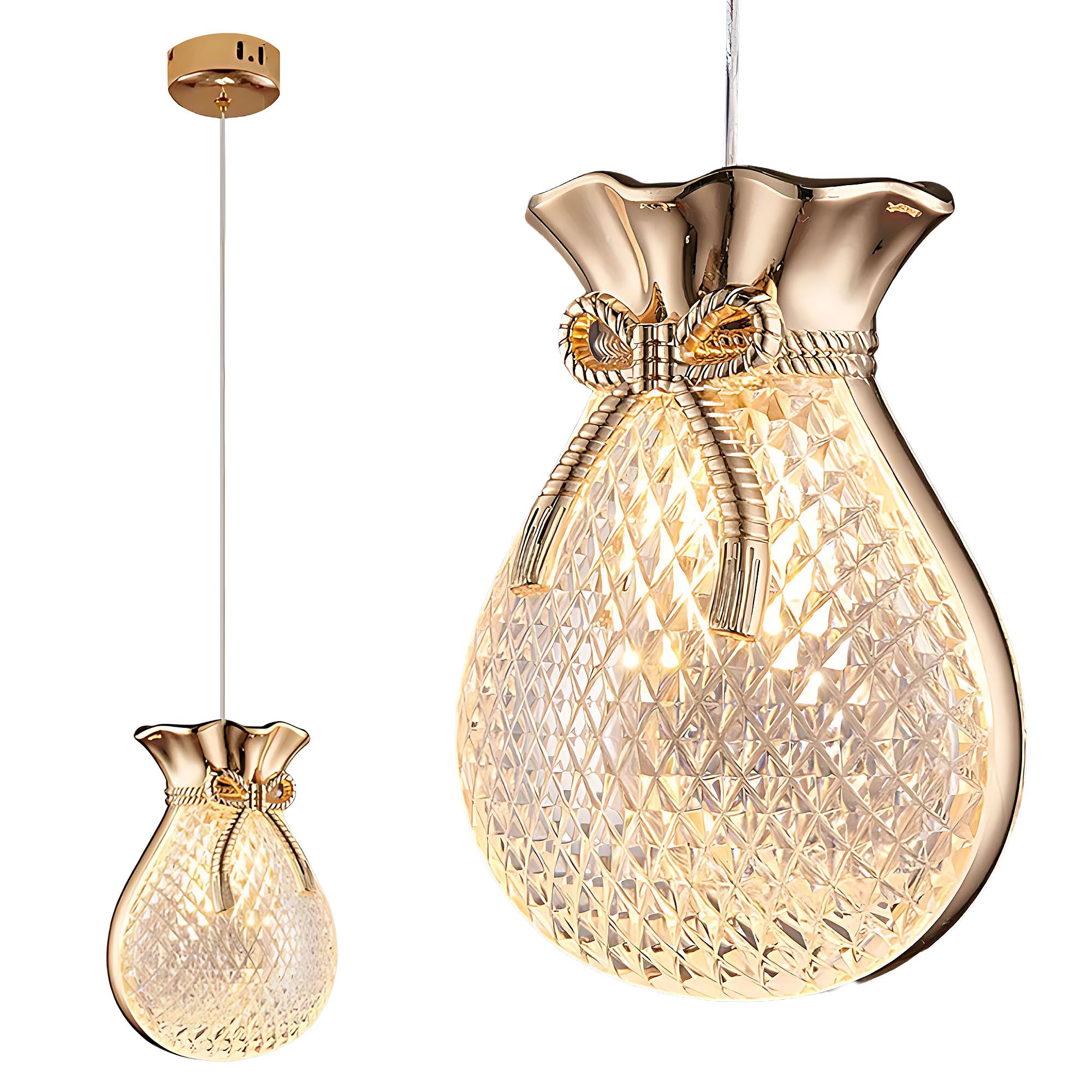 TOOLIGHT hängande taklampa LHJ107-1CP GOLD Guld/Roséguld 12x16x12cm