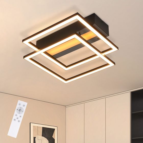 NETTLIFE LED - taklampa för vardagsrummet, 2 ramar, svart, modern, fyrkantig, dimbar, perfekt för hallen