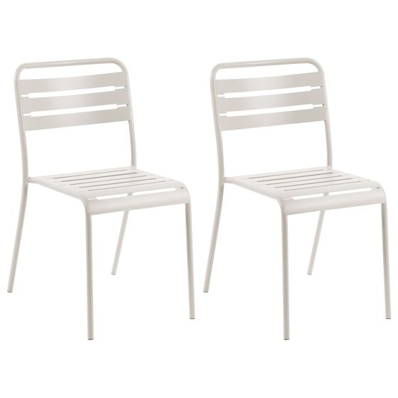 Set med 2 trädgårdsstolar LEFKADA Metall Ljusbeige