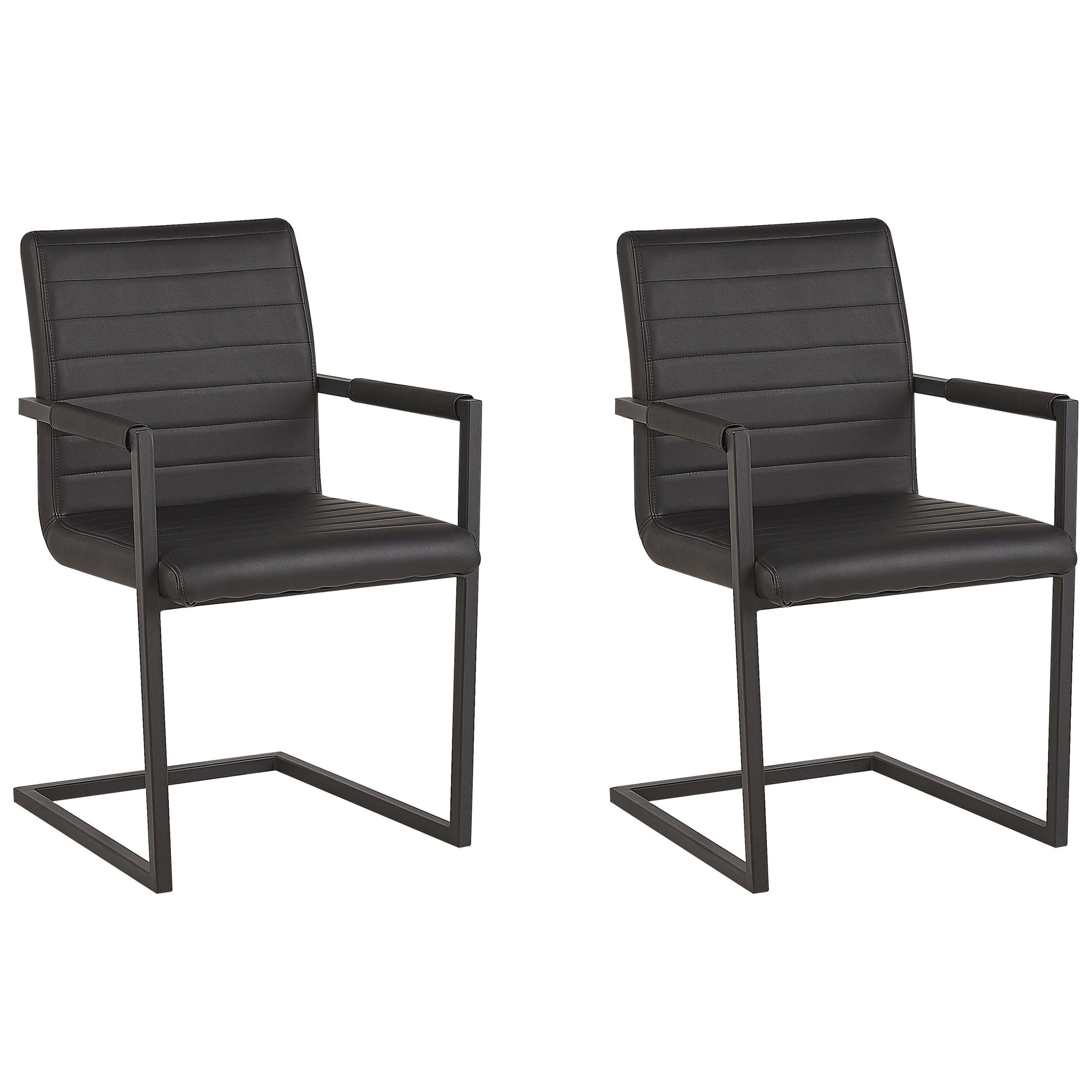 Set med 2 konferensstolar BUFORD Konstläder Svart