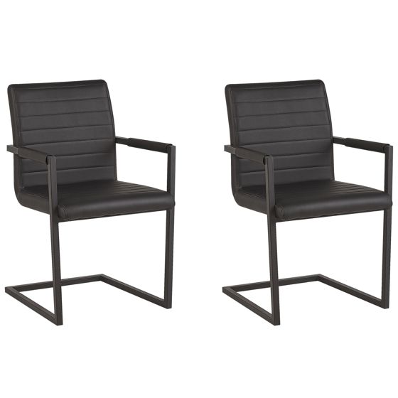 Set med 2 konferensstolar BUFORD Konstläder Svart