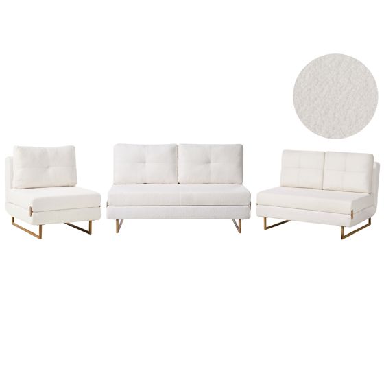 Soffgrupp 6-sits JERSLEV Bouclé Off-White