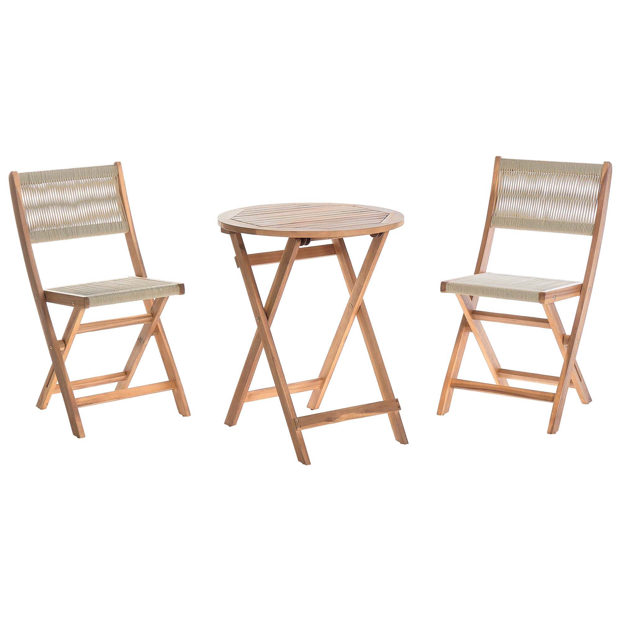 Caféset Fällbar PROSSEDI Akaciaträ Beige