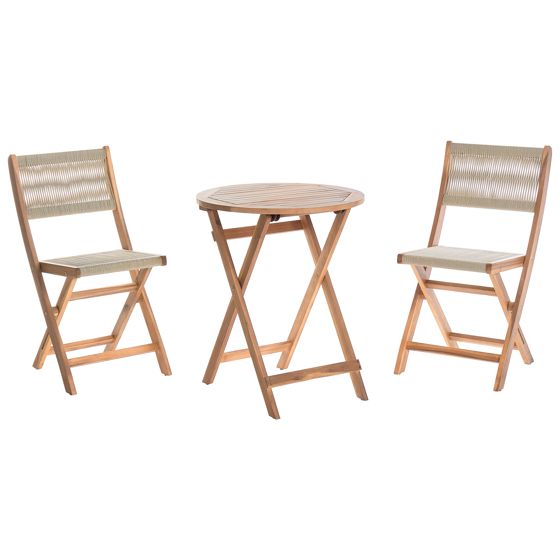 Caféset Fällbar PROSSEDI Akaciaträ Beige