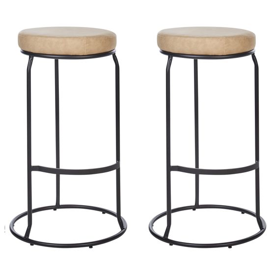 Set med 2 barstolar MILROY Konstläder Beige