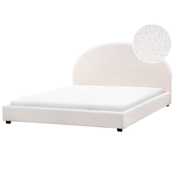 Säng med lamellram Bouclé VAUCLUSE 180 x 200 cm Off-White