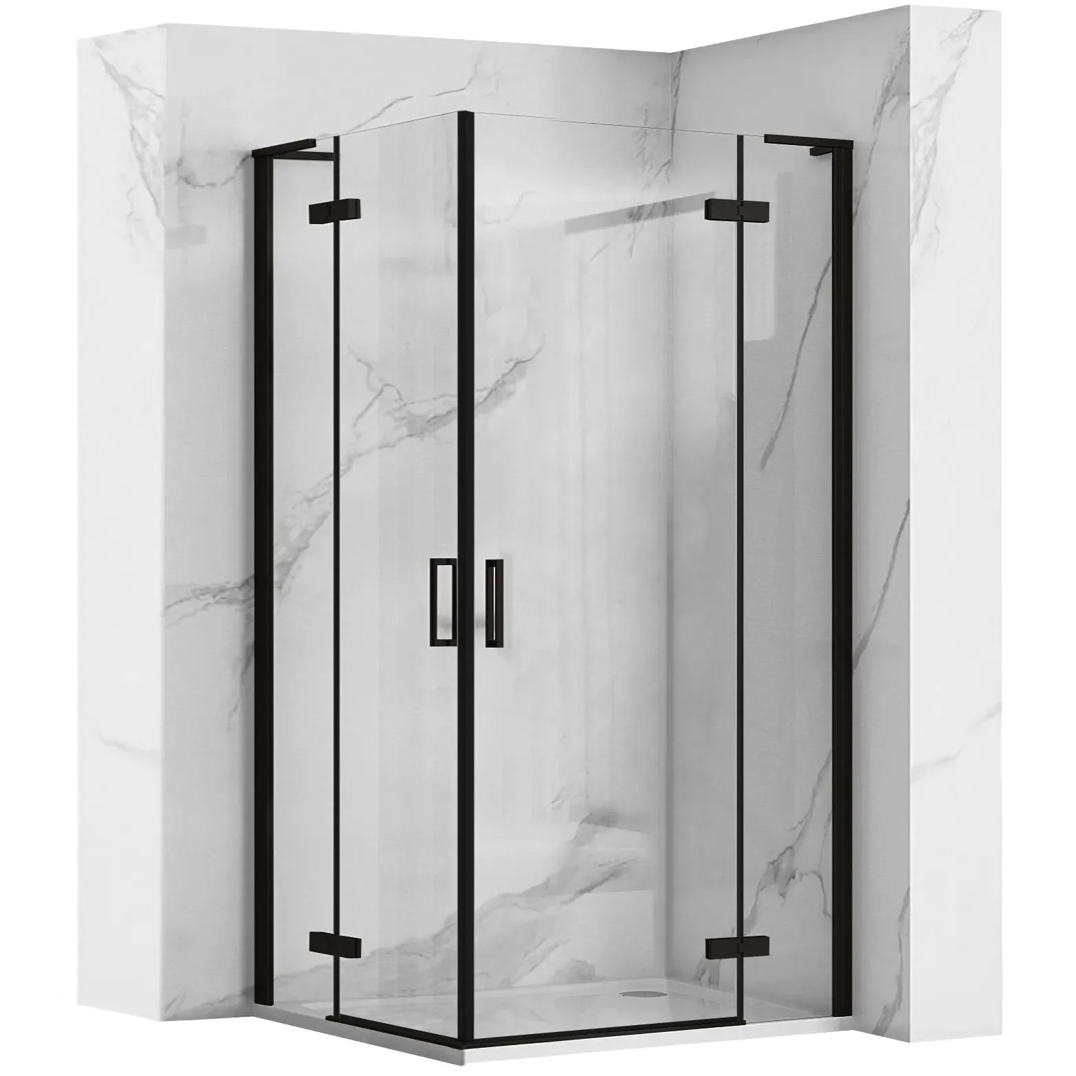 REA Duschkabin Hugo Double 90x90 Svart, 90x90x200,5cm