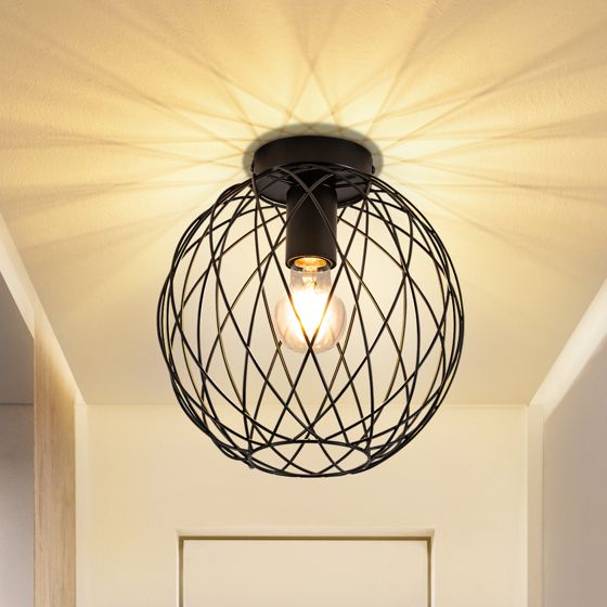 NETTLIFE - taklampa, vintage - stil svart, industriell, taklampa, halllampa, E27, 1 lampa, retro, metallbur