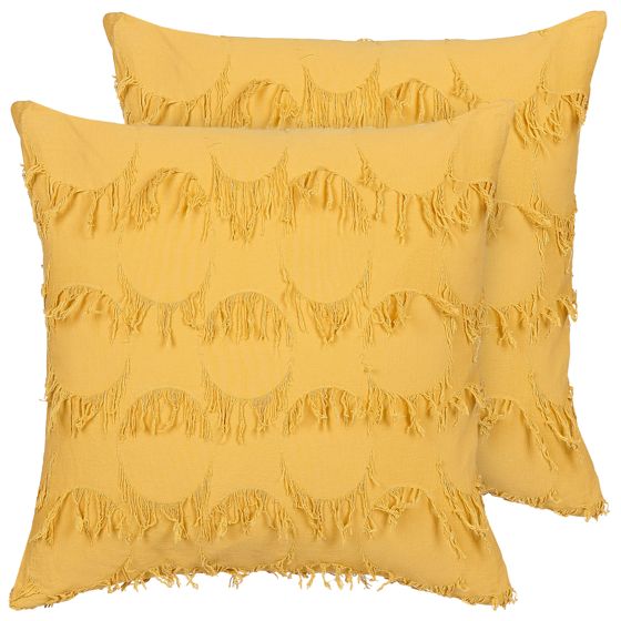 Set med 2 prydnadskuddar AGASTACHE 45 x 45 cm Gul Geometriskt tryck