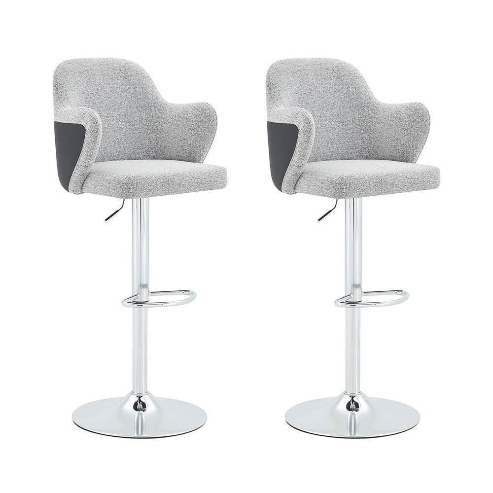 Barstolsset (2-pack) med armstöd, 360° roterbar, ljusgrå
