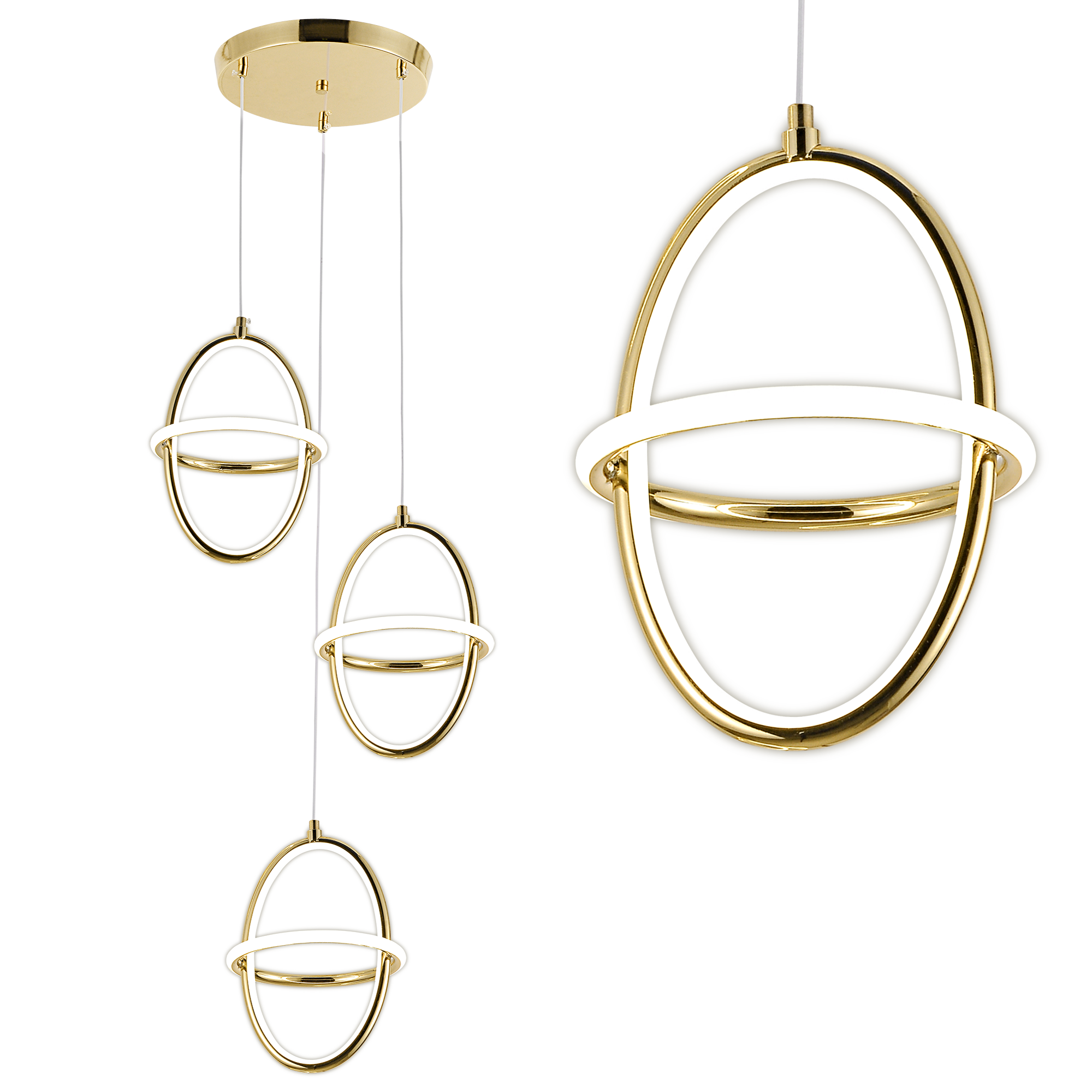 TOOLIGHT hängande taklampa G064-3CPR LED Guld 130x19,5x27cm