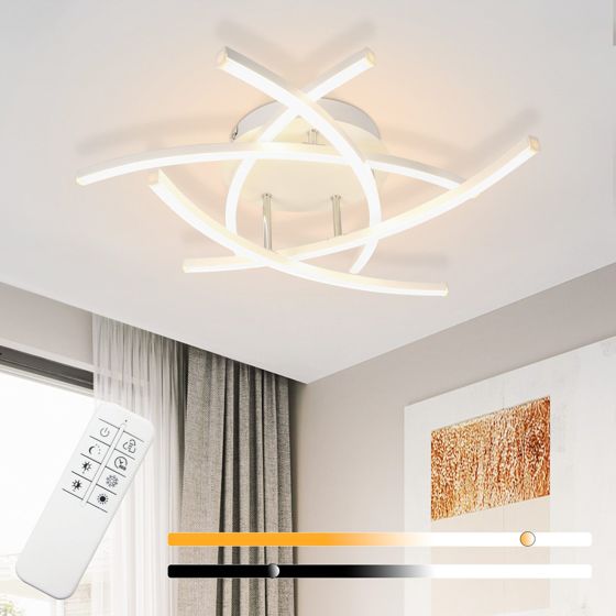 NETTLIFE LED - taklampa för sovrummet, dimbar, 32 W, modern vit, metall, fjärrkontroll