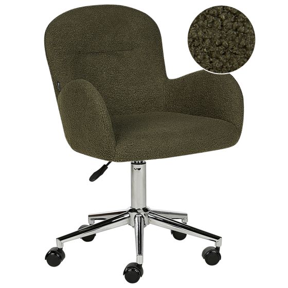 Skrivbordsstol PRIDDY Bouclé Mörkgrön