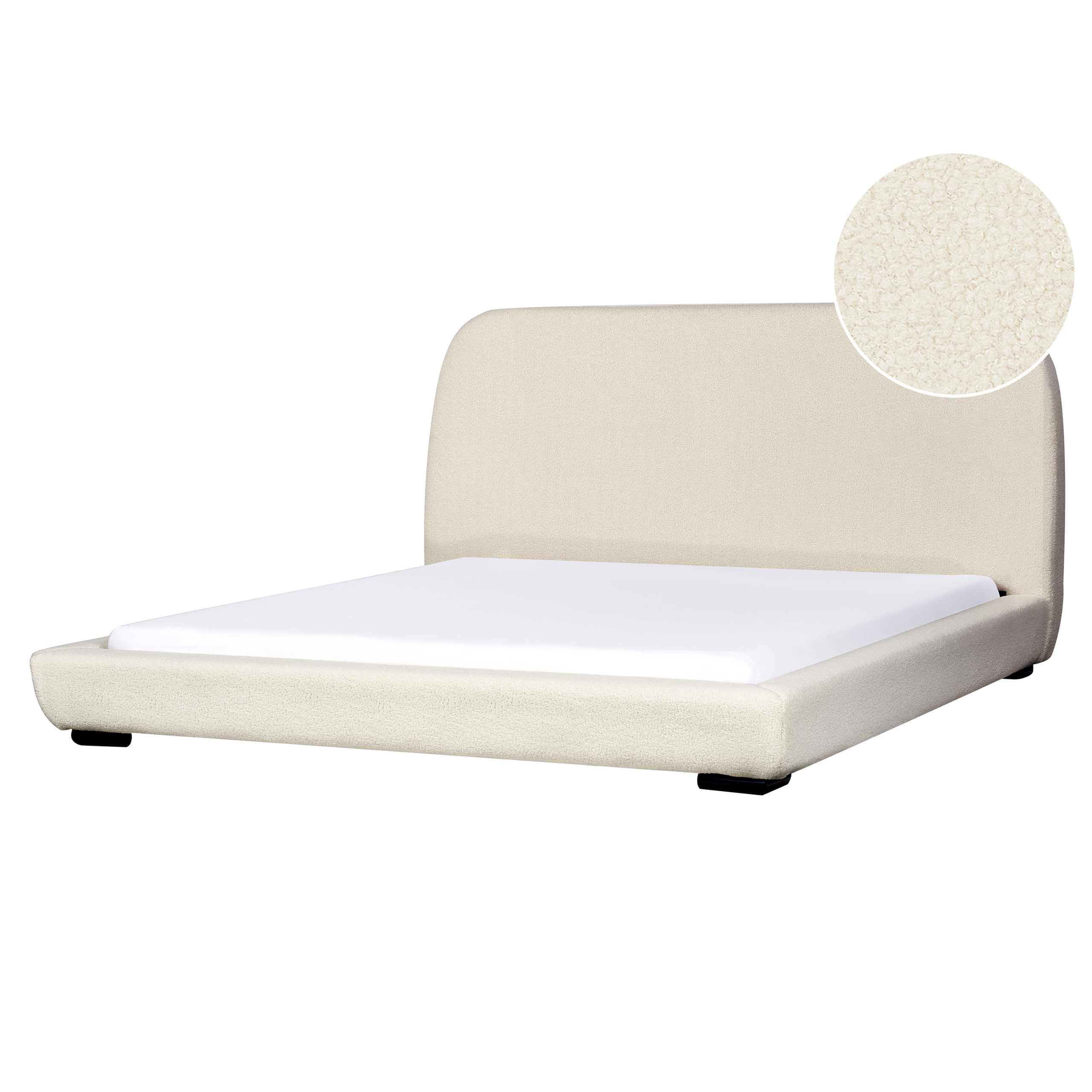 Säng med lamellram Bouclé ROISEL 180 x 200 cm Ljusbeige