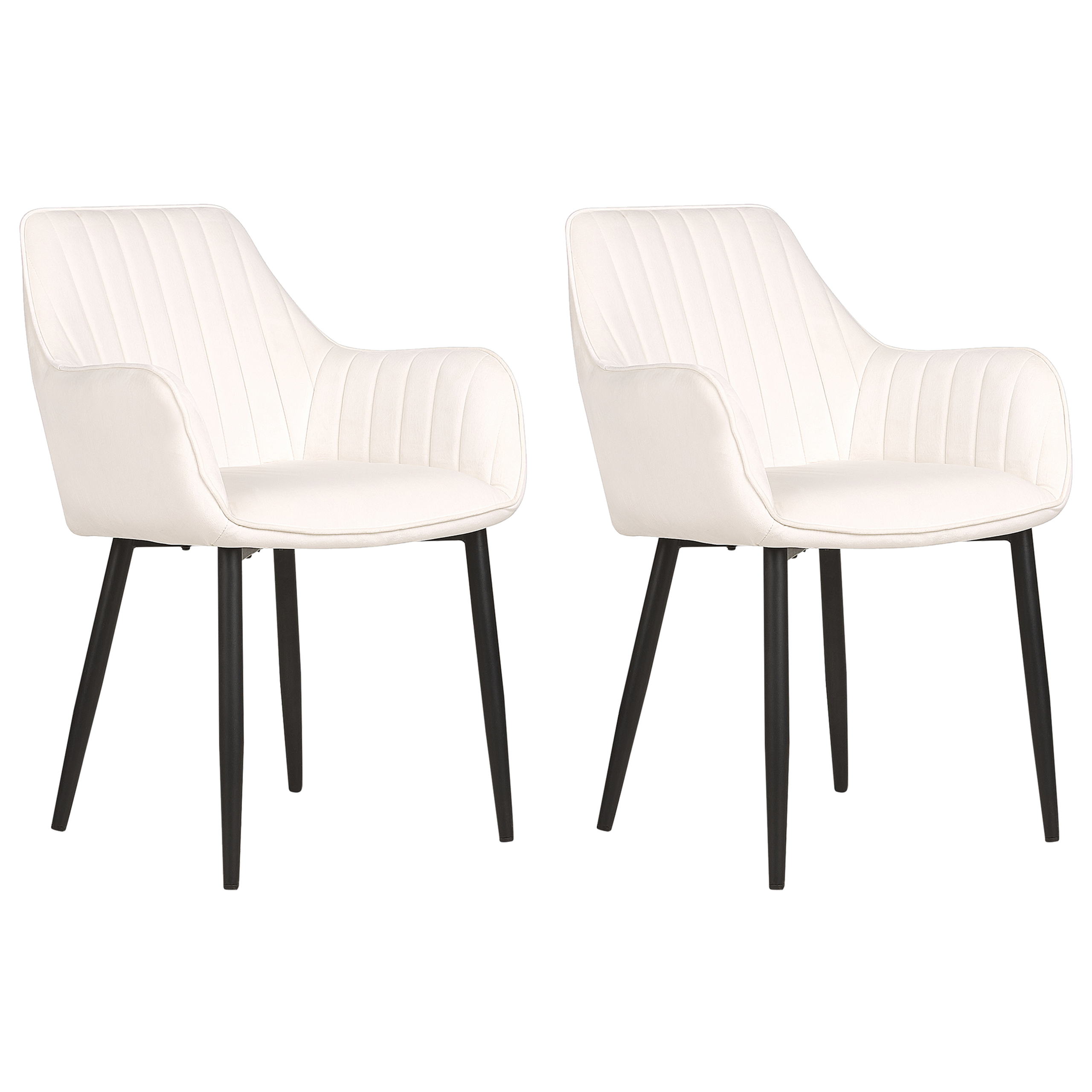 Set med 2 matstolar WELLSTON Sammet Off-White