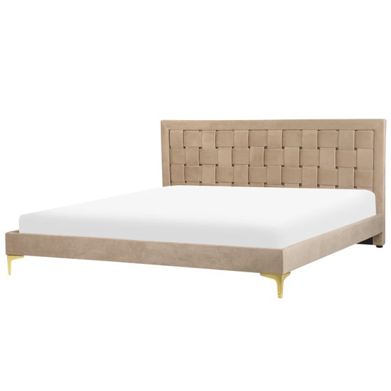 Säng med lamellram Sammet LIMOUX 180 x 200 cm Taupe