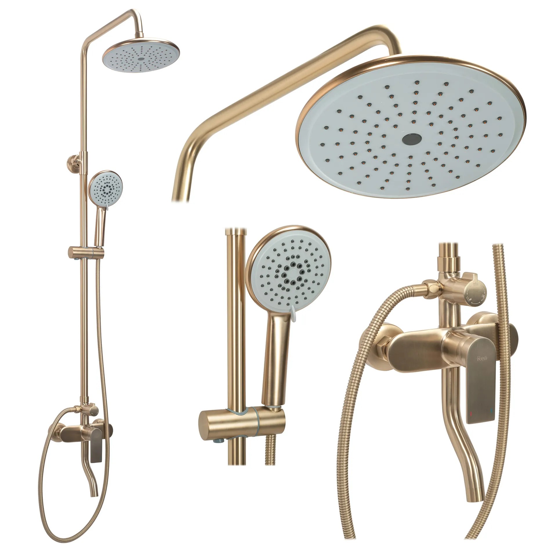 REA Duschset VERSO Borstat Guld, 45,5x22x143,5cm